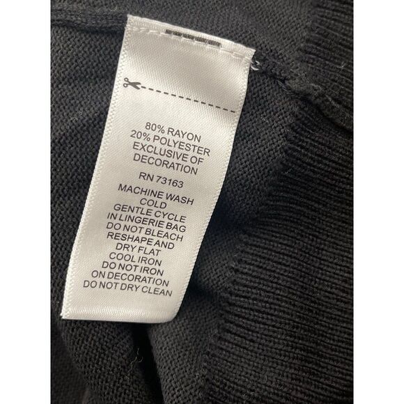 Cable & Gauge Black Faux Pearl Neckline Sweater / Top Size M - Picture 6 of 6